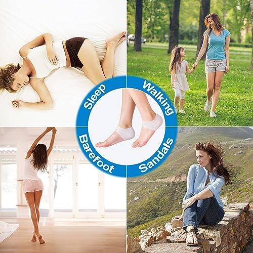 MADHOLLY 5 Pares de Protectores de Talón de Silicón - Almohadillas de Gel Transpirables para Talones Agrietados - Copas y Cubiertas para Reparación - imagen 7