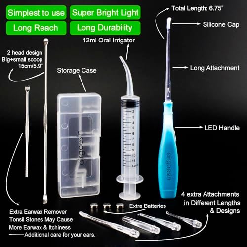 Herramienta Mejorada Airgoesin para Remover Piedras de Amígdalas con 2 Luces + Jeringa de Irrigación para Enjuague Oral y Aliento Fresco - imagen 3