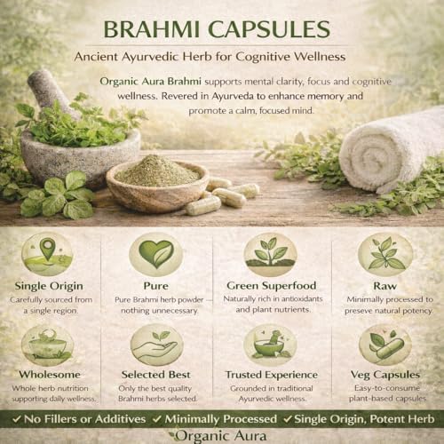Cápsulas Orgánicas Aura Brahmi - 120 Contenidos. Fortalece Naturalmente la Inmunidad y la Memoria. Superalimento Verde Integral. Sin OGM - Sin Gluten. - imagen 6