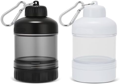 BooMetCheer 2 Piezas de Contenedor de Proteína para Llevar con Llavero, Gran Capacidad, Transparente, a Prueba de Fugas, Ideal para Ejercicio y Viajes - imagen 1
