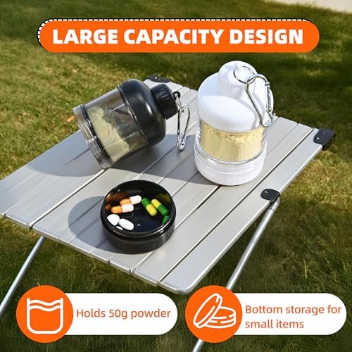 BooMetCheer 2 Piezas de Contenedor de Proteína para Llevar con Llavero, Gran Capacidad, Transparente, a Prueba de Fugas, Ideal para Ejercicio y Viajes - imagen 5