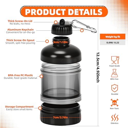 BooMetCheer 2 Piezas de Contenedor de Proteína para Llevar con Llavero, Gran Capacidad, Transparente, a Prueba de Fugas, Ideal para Ejercicio y Viajes - imagen 8