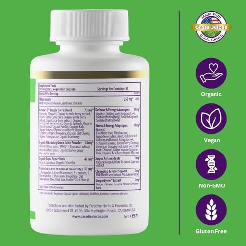 Suplemento de Magnesio Earth's Blend de Paradise Herbs, Apoyo para el Estrés, Sueño, Salud Cardiaca, Nervios y Músculos, Vegano, No OGM, Sin Gluten, - imagen 5