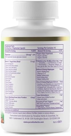 Suplemento de Magnesio Earth's Blend de Paradise Herbs, Apoyo para el Estrés, Sueño, Salud Cardiaca, Nervios y Músculos, Vegano, No OGM, Sin Gluten, - imagen 6