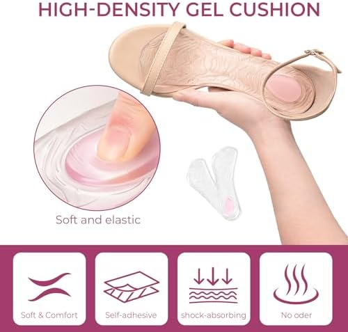 Plantillas de Gel para Tacones Altos - Welnove, Inserciones Invisibles de Densidad Doble, Absorción de Impactos, Confort para Sandalias y Zapatos, - imagen 3