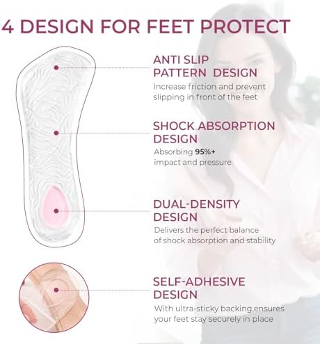 Plantillas de Gel para Tacones Altos - Welnove, Inserciones Invisibles de Densidad Doble, Absorción de Impactos, Confort para Sandalias y Zapatos, - imagen 4