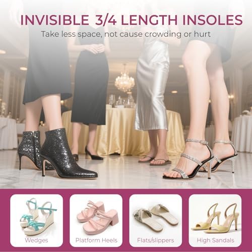Plantillas de Gel para Tacones Altos - Welnove, Inserciones Invisibles de Densidad Doble, Absorción de Impactos, Confort para Sandalias y Zapatos, - imagen 8