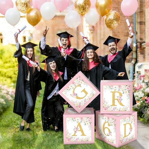 Caja de Globos Florales BORAMDO para Graduación Rosa - Decoraciones de Fiesta con Letras Clase 2026, Accesorios para Fotos y Recuerdos de Graduación - imagen 6