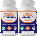 Vitamatic Paquete de 2 Vitaminas D3 50,000 UI (como Colecalciferol), Dosis Semanal, 1250 mcg, 60 Cápsulas Veganas, Suministro para 1 Año, Fórmula - imagen 1