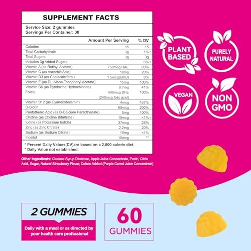 Gomitas de Fertilidad para Mujeres, Ácido Fólico para Concepción Rápida, 60 Gummies que Apoyan el Equilibrio Hormonal, Ovulación y Ciclo Menstrual - imagen 6