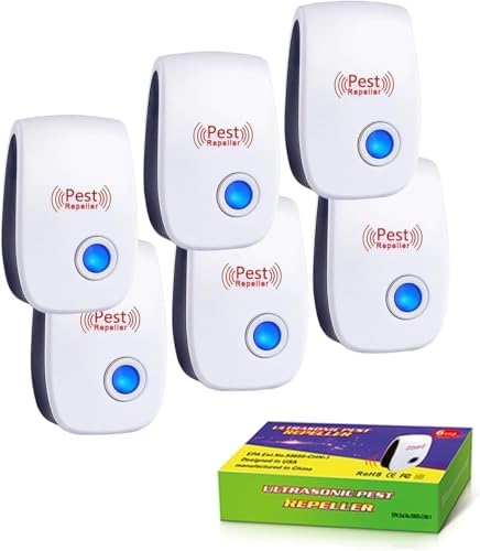 Repelente Ultrasonido de Plagas y Insectos para Interior, 6 Paquetes para Cucarachas, Roedores, Ratones, Mosquitos, Arañas y Más - imagen 1