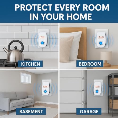 Repelente Ultrasonido de Plagas y Insectos para Interior, 6 Paquetes para Cucarachas, Roedores, Ratones, Mosquitos, Arañas y Más - imagen 7