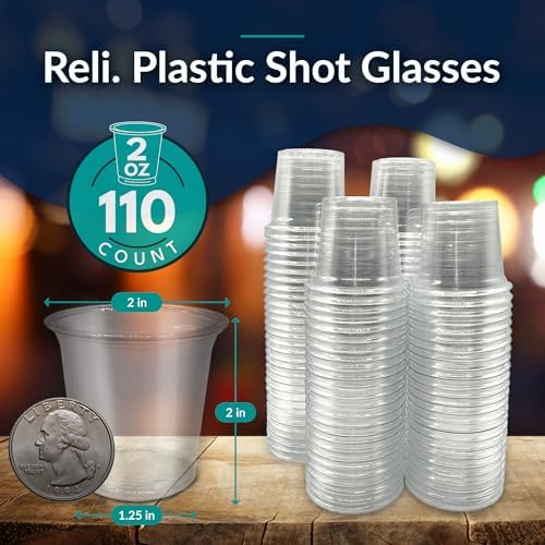Vasos desechables de plástico Reli de 2 oz (110 piezas) | Copas claras para gelatina | Mini vasos para fiestas, salsas y muestras | A prueba de - imagen 2