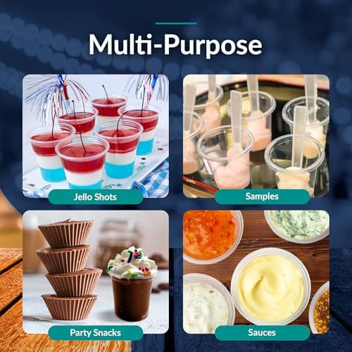 Vasos desechables de plástico Reli de 2 oz (110 piezas) | Copas claras para gelatina | Mini vasos para fiestas, salsas y muestras | A prueba de - imagen 4
