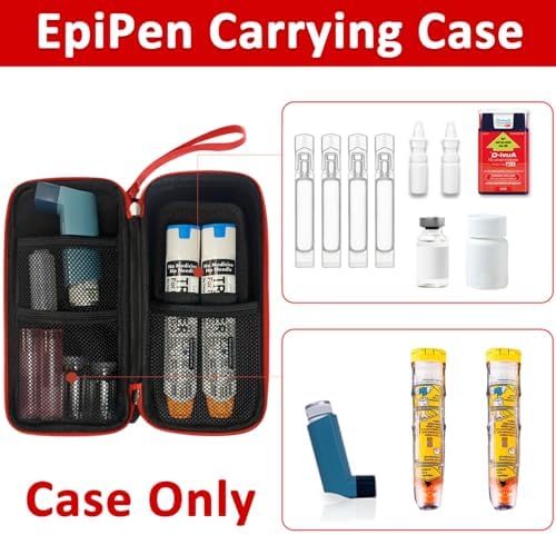 Funda para EpiPen, Bolsa Médica Dura con Mosquetón para 2 EpiPens, Inhalador, Auvi-Q, Gotas para los Ojos, Antihistamínicos y Medicamentos para - imagen 2