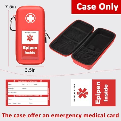 Funda para EpiPen, Bolsa Médica Dura con Mosquetón para 2 EpiPens, Inhalador, Auvi-Q, Gotas para los Ojos, Antihistamínicos y Medicamentos para - imagen 3
