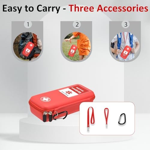 Funda para EpiPen, Bolsa Médica Dura con Mosquetón para 2 EpiPens, Inhalador, Auvi-Q, Gotas para los Ojos, Antihistamínicos y Medicamentos para - imagen 4