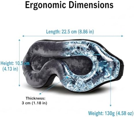 Máscara de Sueño 3D Sin Presión con Gel Frío | Cubierta de Ojos 100% Oscura para Ojos Hinchados, Migrañas y Ojos Secos | Terapia Caliente y Fría para - imagen 4