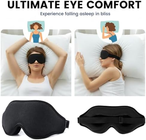 Máscara de Sueño 3D Sin Presión con Gel Frío | Cubierta de Ojos 100% Oscura para Ojos Hinchados, Migrañas y Ojos Secos | Terapia Caliente y Fría para - imagen 7