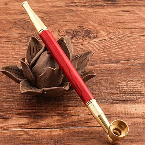 Pipa de Madera para Tabaco con Herramienta Limpiadora y Bolsa Negra, Kit de Accesorios para Pipa Kiseru de 6 pulgadas (Rojo) - imagen 1