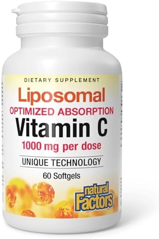 Vitamin C Liposomal Natural Factors 1000 mg - Suplemento Antioxidante para Inmunidad y Salud de la Piel - 60 Cápsulas (30 Porciones) Sin Gluten, - imagen 1
