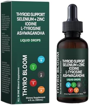 YATIME Gotas Líquidas de Soporte para Tiroides con Selenio, Zinc, Yodo, L-Tirosina y Ashwagandha - Equilibrio Hormonal, Metabolismo y Energía - 4 fl. - imagen 1