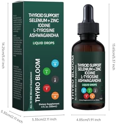 YATIME Gotas Líquidas de Soporte para Tiroides con Selenio, Zinc, Yodo, L-Tirosina y Ashwagandha - Equilibrio Hormonal, Metabolismo y Energía - 4 fl. - imagen 7