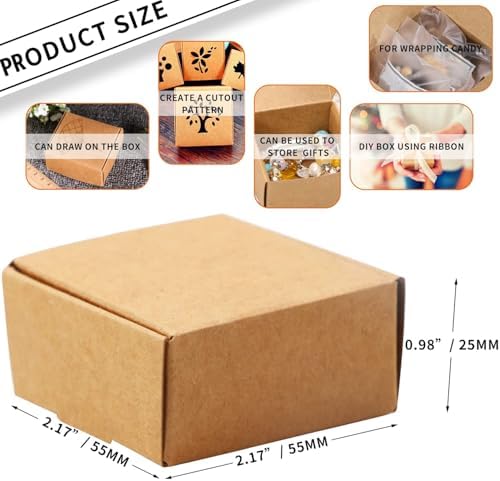 Cajas de Regalo Mini BadenBach 100 Piezas, 2.16 x 2.16 x 0.98, Cajas de Cartón para Joyería, Perfectas para Jabones, Manualidades y Fiestas - imagen 2