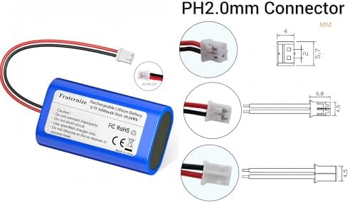 Batería recargable de 5200mAh 3.7v de ion de litio con conector JST-PH 2.0Pin, ideal para electrónicos, juguetes, iluminación y altavoces Bluetooth. - imagen 2