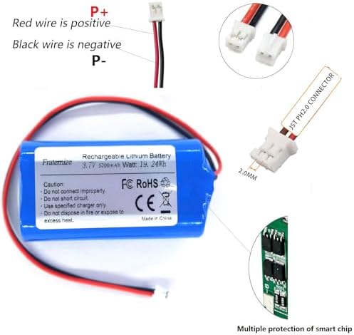 Batería recargable de 5200mAh 3.7v de ion de litio con conector JST-PH 2.0Pin, ideal para electrónicos, juguetes, iluminación y altavoces Bluetooth. - imagen 4