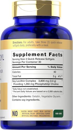 Suplemento de Fosfatidilcolina Carlyle | 3,800mg | 90 Cápsulas Blandas de Liberación Rápida | Sin OGM y Sin Gluten - imagen 2