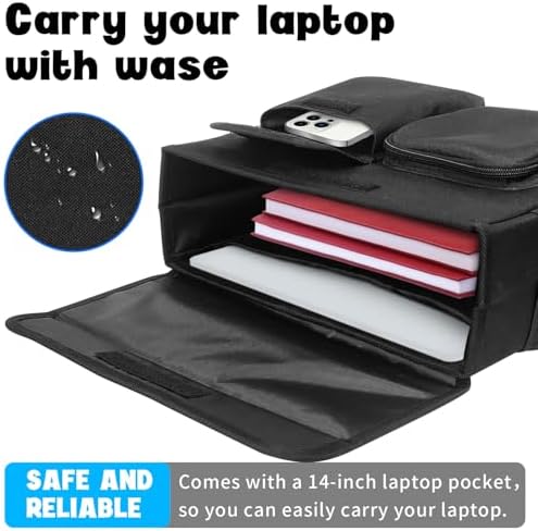 Canasta para Scooter Eléctrico BOHEMIABY - Bolsa Conveniente con Compartimento para Laptop de 14 Pulgadas y Portavasos, Instalación Fácil, Accesorios - imagen 4