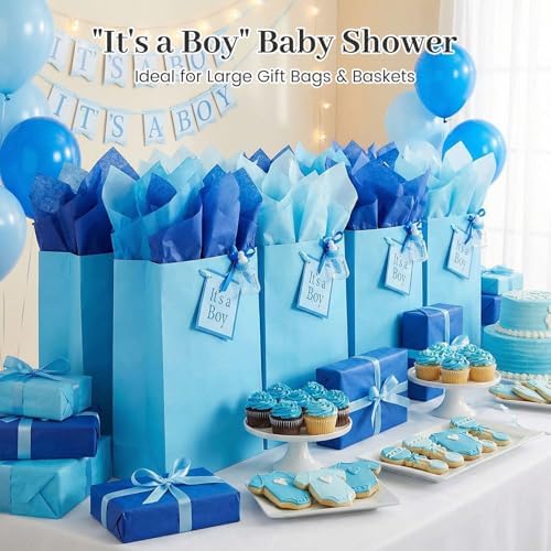 Papel de Seda Azul Shindel, 200 Hojas, 20x28 Pulgadas, Papel de Regalo para Manualidades, Decoraciones de Fiesta y Ramos de Flores - imagen 2