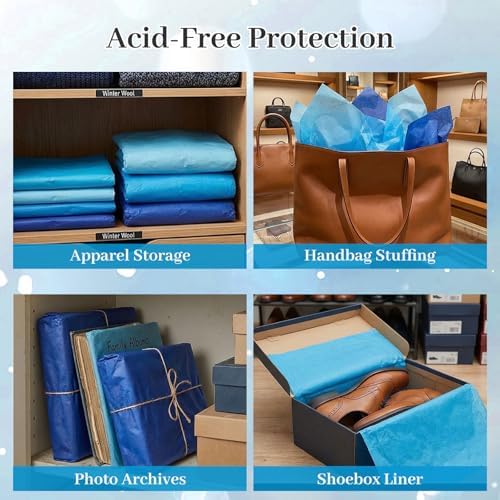 Papel de Seda Azul Shindel, 200 Hojas, 20x28 Pulgadas, Papel de Regalo para Manualidades, Decoraciones de Fiesta y Ramos de Flores - imagen 7