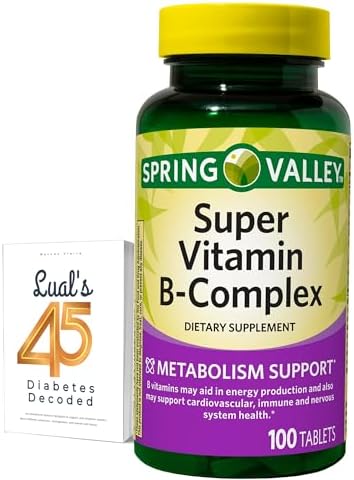 Spring Valley Super B Complex 100 Tabletas - Paquete de Apoyo Energético con Lual's 45 Diabetes Decodificado - imagen 1