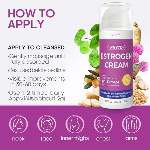 Crema de Estrógeno Siltamu para Mujeres - Soporte para la Menopausia, Hidratante con Pueraria Mirifica, Isoflavonas de Soja y Manteca de Karité - - imagen 5