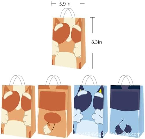 Bolsas de Fiesta de Cumpleaños para Perros Adikoo Azules, Paquete de 20, Bolsas de Regalo de Caricatura para Suministros y Decoraciones de Cumpleaños - imagen 2