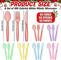 Set de Cubiertos Desechables de Plástico Brillante Lasnten de 180 Piezas en Colores Rojo y Verde, 60 Cuchillos, 60 Cucharas y 60 Tenedores para - imagen 2
