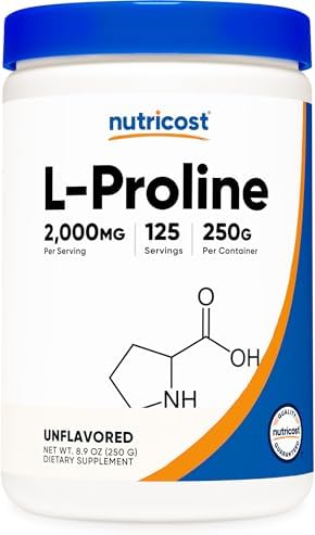 Nutricost L-Prolina en Polvo 250 Gramos - 2,000mg por Porción, Sin OGM - imagen 1