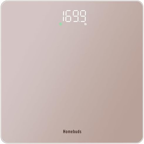 Báscula de baño Homebuds para peso corporal, precisión de 0.1lb, LED blanco fácil de ver, 400lb/182kg, color oro rosa, incluye 3 pilas AAA - imagen 1