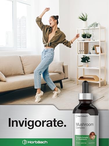 Complejo de Hongos Horbäach | 4 Fl Oz de Gotas Líquidas Herbales | Suplemento Vegetariano de Melena de León, Reishi, Shiitake, Chaga, Cordyceps, - imagen 6