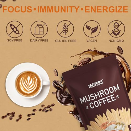 Café Adaptógeno de Hongos, 6 Extractos de Hongos (Melena de León, Cordyceps, Cola de Pavo y Más) Mezclado con Café Instantáneo para Enfoque, Energía - imagen 6