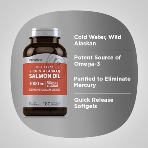 Aceite de Salmón Salvaje de Alaska Piping Rock para Humanos | 1000mg | 180 Cápsulas Blandas | Suplemento Omega 3 con EPA y DHA | Sin OGM y Sin Gluten - imagen 4