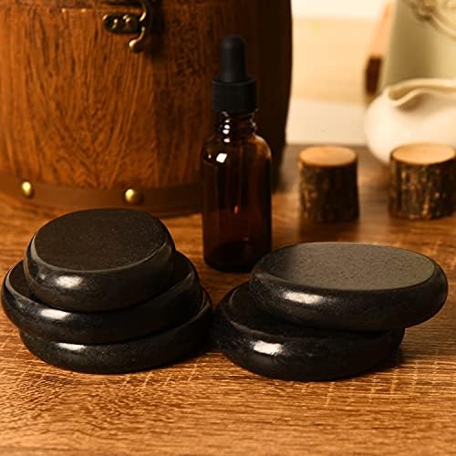 Juego de Piedras Calientes para Masaje June Fox - 4 Piedras Grandes y 2 Medianas de Basalto para Spa, Relajación y Sanación - imagen 3