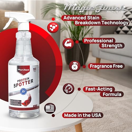 Magic Finish Protein Spotter (32 Oz) – Potente Spray Quitamanchas para Tela y Alfombra – Elimina Manchas de Sangre, Orina de Mascotas, Vómito, Comida - imagen 5