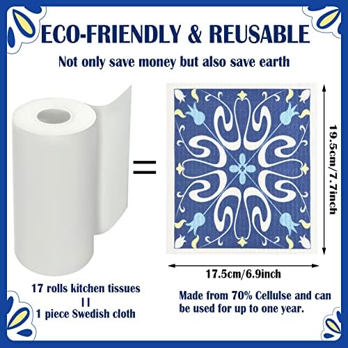Toallas de Cocina Reutilizables WILLBOND de 9 Piezas, Estilo Azul, Absorbentes, para Hornear y Decorar el Hogar, Regalo de Inauguración - imagen 2