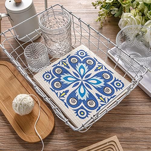 Toallas de Cocina Reutilizables WILLBOND de 9 Piezas, Estilo Azul, Absorbentes, para Hornear y Decorar el Hogar, Regalo de Inauguración - imagen 3