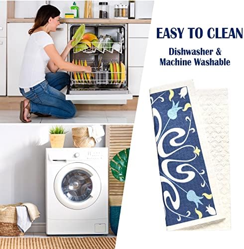 Toallas de Cocina Reutilizables WILLBOND de 9 Piezas, Estilo Azul, Absorbentes, para Hornear y Decorar el Hogar, Regalo de Inauguración - imagen 4