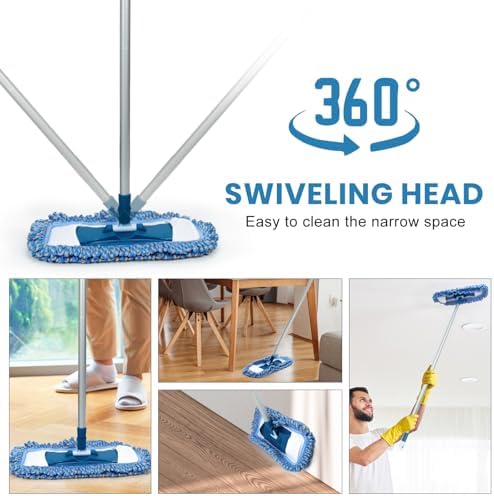 Mopa de Polvo MAVRIZ para Piso de Madera, Lavable, Húmeda y Seca, Mango de 58, Mop de Microfibra Rotativa 360° para Pisos de Madera, Laminado y - imagen 2