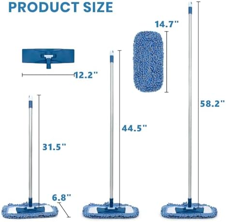 Mopa de Polvo MAVRIZ para Piso de Madera, Lavable, Húmeda y Seca, Mango de 58, Mop de Microfibra Rotativa 360° para Pisos de Madera, Laminado y - imagen 5